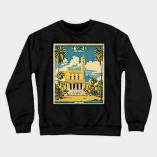 Art Museum Sao Paulo Brazil Vintage Tourism Travel Poster Art Crewneck Sweatshirt